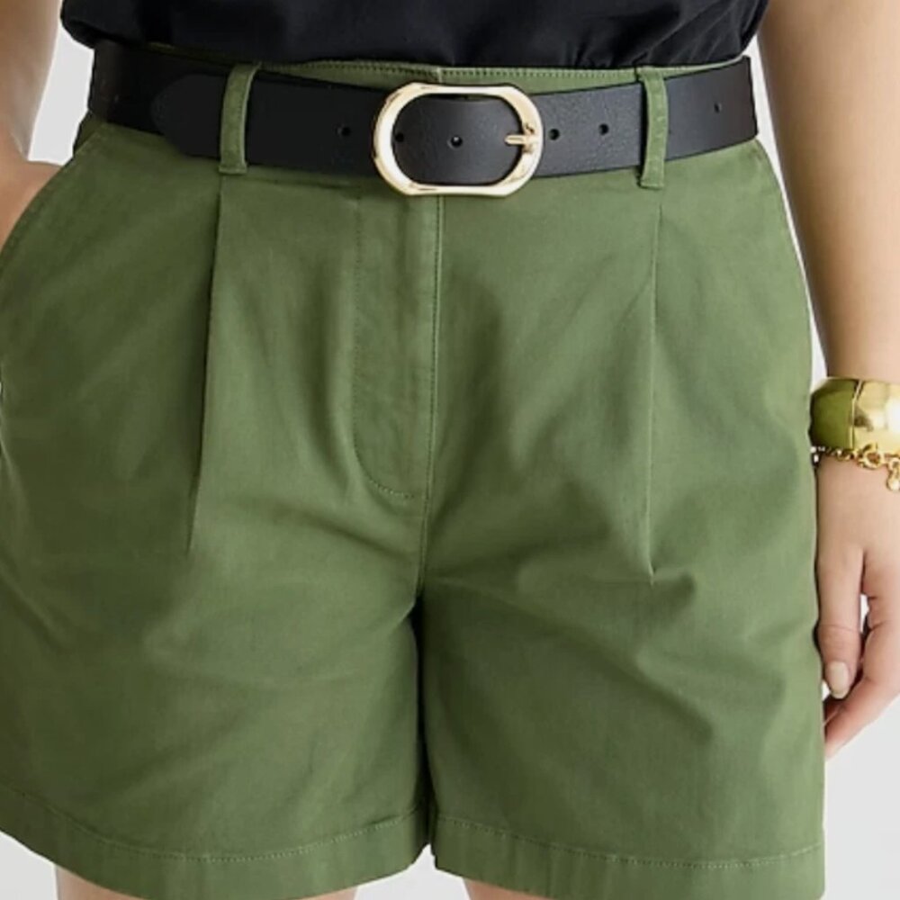 NWOT J.Crew Pleated Capeside Chino Short Utility Green - Size 4